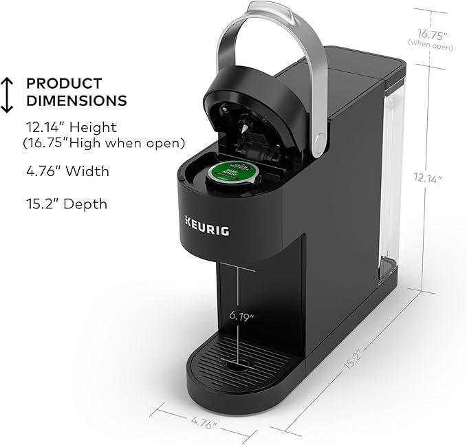 Keurig K-Slim Single Serve K-Cup Pod Coffee Maker, Multistream Technology, 3 Brew Sizes, Slim and Sleek Design, 46oz Removable Reservoir, Black | Multistream Technology, 3 Brew Sizes, Sleek Design, Removable Reservoir - Image 3