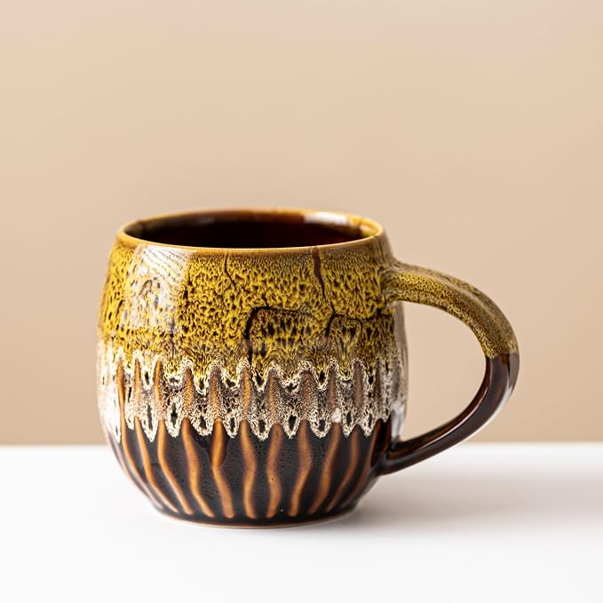 13oz Large Ceramic Coffee Mug, Red/Yellow/Blue/Green, Set of 4 | Large Tea Mug, Microwave Safe, Dishwasher Safe - Image 4
