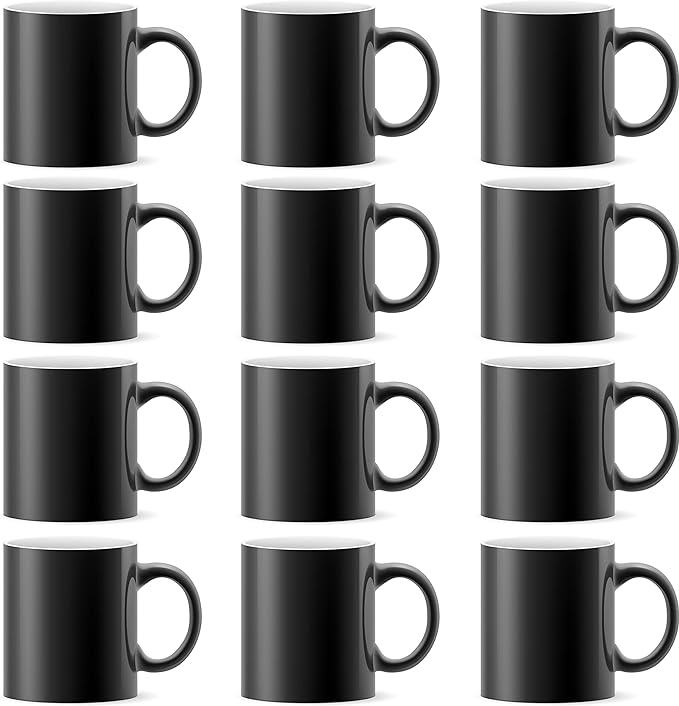 TANGLONG 11oz Tazas Magicas Para Sublimacion Mug Set of 12-Color Changing | Tazas Para Sublimar,Ceramic Cup,Sublimation Blanks,Heat Sensitive Coffee Mugs for gifts,summer, casual, beach, party by TANGLONG