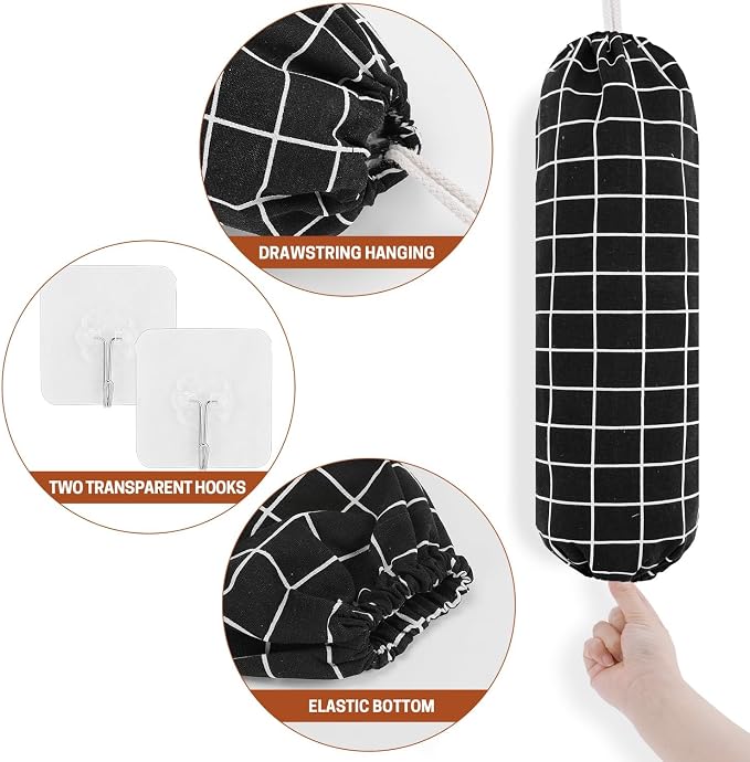 SWISSELITE 2Pcs Plastic Bag Holder, Reusable Plastic Bag Organizer | Wall Mount, Large Grocery Bag Storage Dispenser, 22x9 IN - Image 3