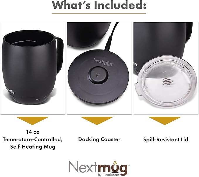 Nextmug - Temperature-Controlled, Self-Heating Coffee Mug (Graphite - 14 oz.)
