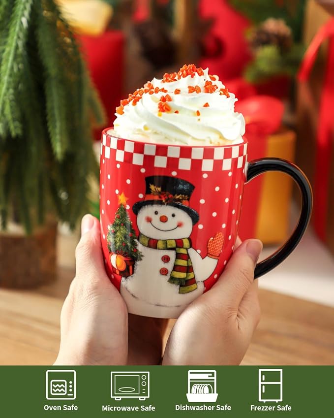 HASENSE Christmas Coffee Mugs Set of 4,15 oz Ceramic Holiday Cups with Handles, Matching Xmas Mugs for Hot Cocoa,Coffee or Tea,Ideal Xmas Gifts for Family,Friends,and Holiday Parties,Colorful - Image 6
