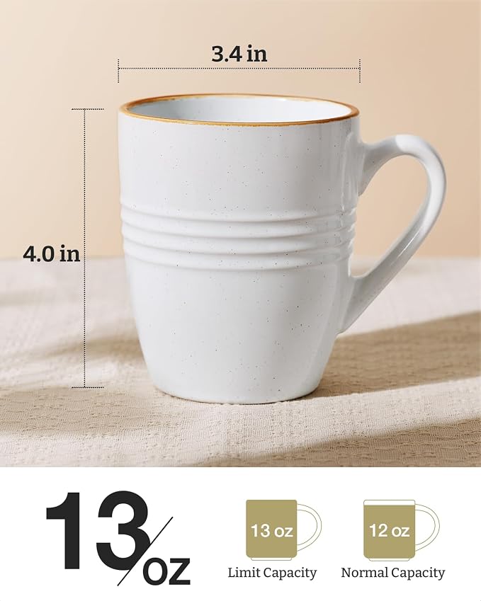 famiware Jupiter Coffee Mugs Set of 8, 13 oz Coffee Mug, Microwave and Dishwasher Safe, Coffee Cups with Handle for Coffee, Tea, Cocoa, Milk, White - Image 4