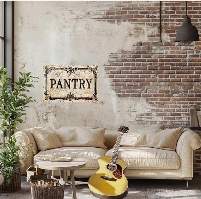 Vintage Distressed Style Aluminum PANTRY Wall Decor Metal Sign 8X12in Retro Ornate Border Rustic Art Sign for Kitchen Pantry Room Farmhouse Home Decoration - Image 5