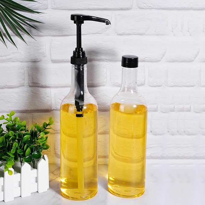 Maxdot 2 Pcs 25 oz Syrup Bottles with Pump Long Neck Bottles Plastic Syrup Pump Dispenser for Coffee Bar Accessories Home Party