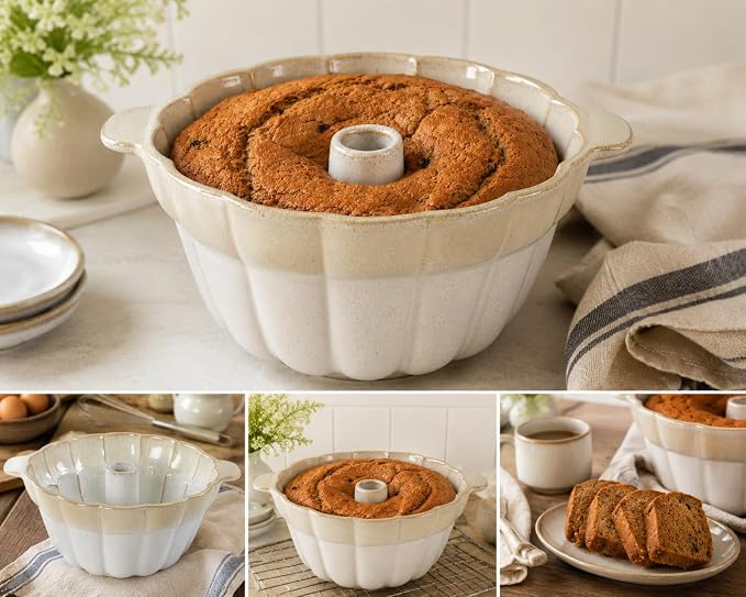 Emeril Lagasse Fluted Cake Pan Stoneware 9.5 in – Pound Cake Baking Pan, Perfect for Baking Delicious Cakes! - Image 5