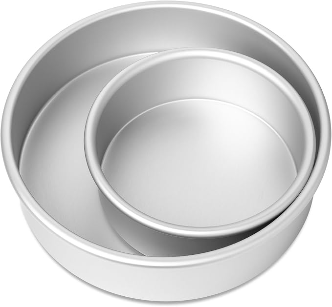 Round Cake Pans, Includes 6" x 2" and 9" x 2" Anodized Aluminum Cake Pans, 2pc Baking Tin Set - Image 3