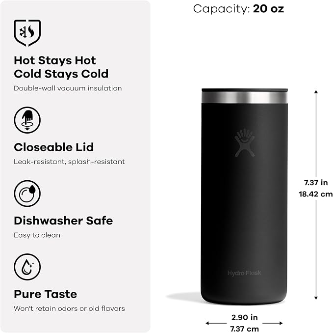 Hydro Flask Travel Coffee Cup – Insulated Stainless Steel, Non-Spill, Leak Proof To-Go Tumbler 20 Oz Shale Gray - Image 3