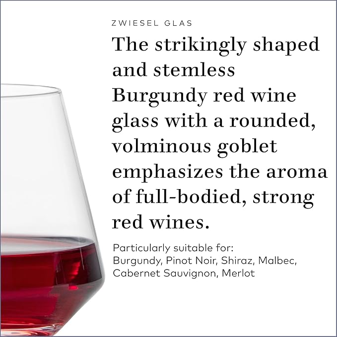 Zwiesel Glas Pure Stemless Burgundy Glass (Set of 6), Elegant Wine Glasses for Red Wine, Dishwasher-Safe Tritan Crystal Glasses, Made in Germany (17 Ounce) - Image 3