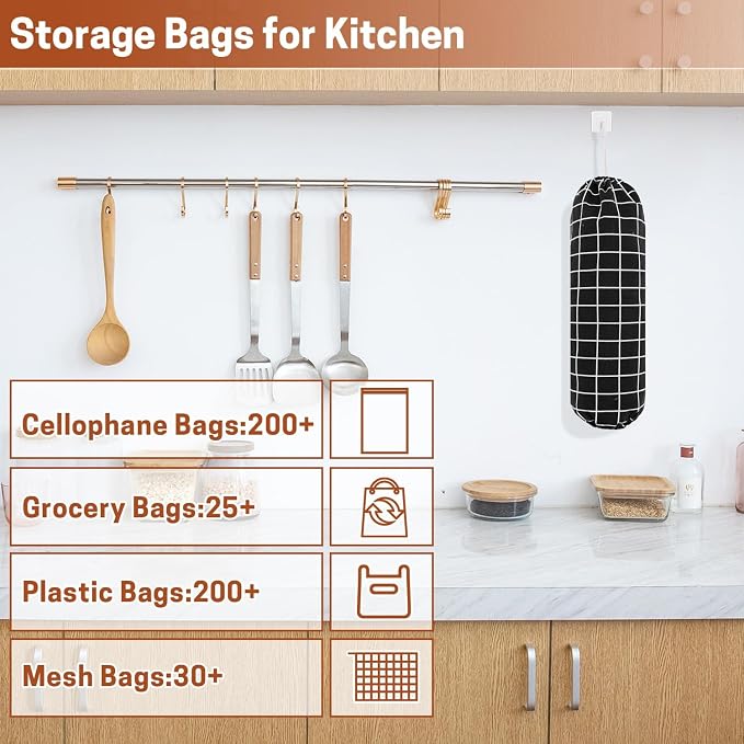 SWISSELITE 2Pcs Plastic Bag Holder, Reusable Plastic Bag Organizer | Wall Mount, Large Grocery Bag Storage Dispenser, 22x9 IN - Image 4