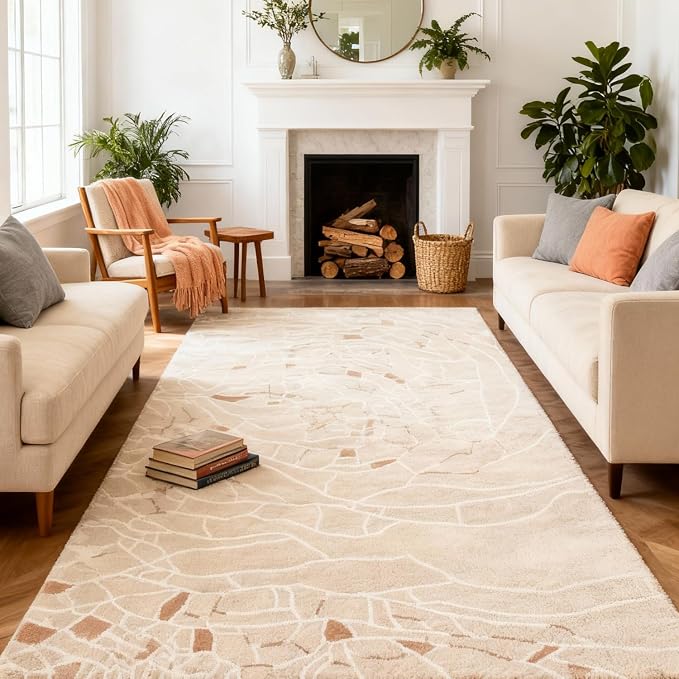 6x9 Area Rug, Machine Washable Soft Living Room Rug - Stain Resistant Non-Slip Rug for Bedroom, Pet Friendly, Modern House Decor - Image 3