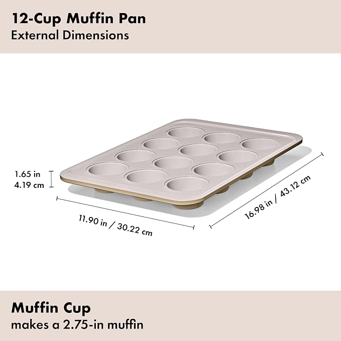 OXO Good Grips Non-Stick Pro Ceramic Coated Metal Bakeware 12 Cup Muffin Pan – Biscuit - Image 6