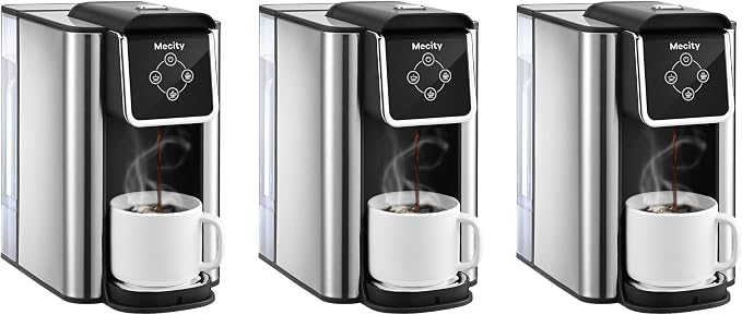 Mecity Coffee Maker 3 in 1 Single Serve Coffee Machine,Compatible with K cup Capsules,Instant-Coffee Pot,Tea maker,6,8,10 Oz Cup,Removable 50 Oz Water Reservoir,120V 1150W,(Pack of 3) by Mecity