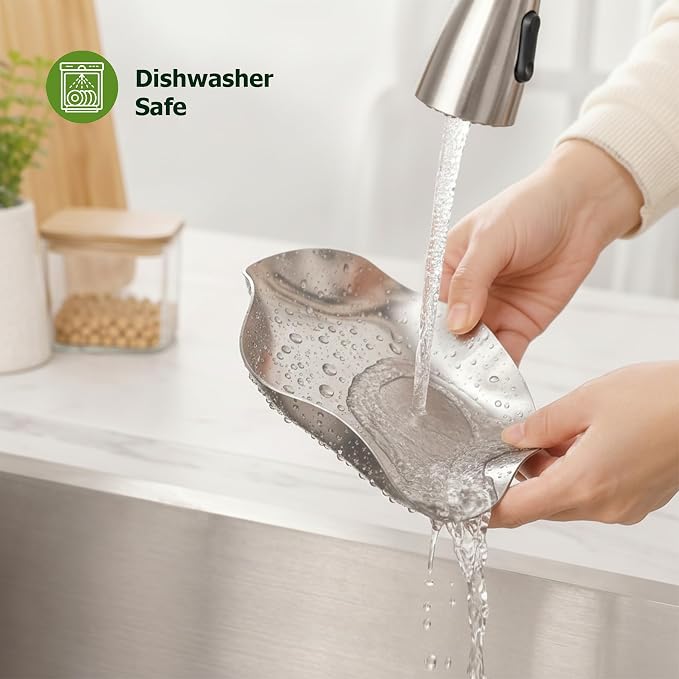 VanlonPro Stainless Steel Spoon Rest, Spatula Ladle Holder, Stainless Steel Utensil Spoon Rest Holder, Brushed Finish, Dishwasher Safe 5.9 Inch (Flower Silver 1PC) - Image 7