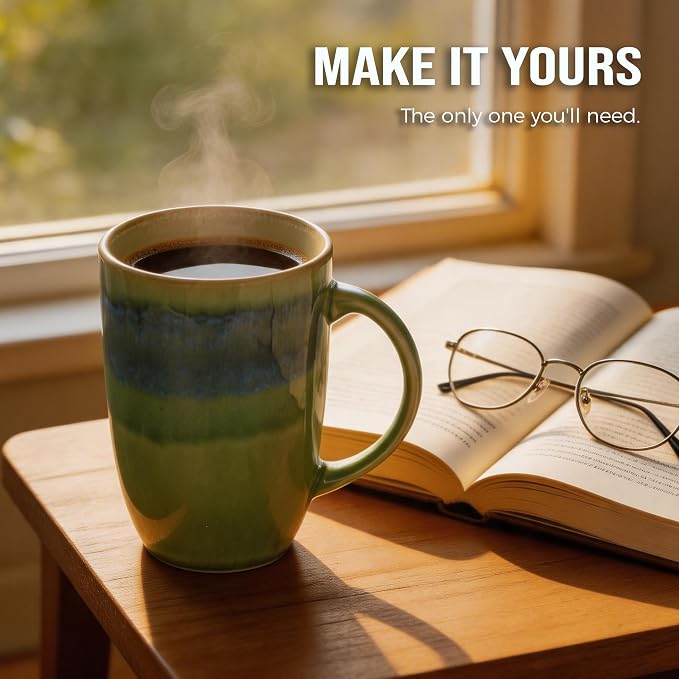 22oz Oversized Heavyweight Ceramic Coffee Mug, Large (Green) | 22oz Extra Large, Oversized Heavyweight Ceramic, Reactive Glaze, Microwave & Dishwasher Safe, Prop 65 Compliant, Gift Box - Image 7