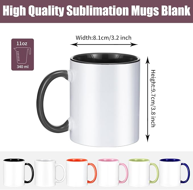 TANGLONG 11oz Sublimation coffee Mugs Set of 12-6 Assorted Colors-with Box | Sublimation Blank Ceramic with Box for for Home and Kitchen,office, juice, milk, smoothies,gifts - Image 2