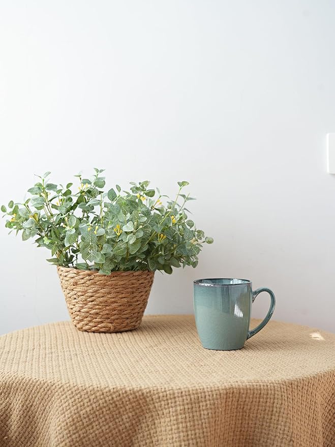 Bosmarlin Ceramic Coffee Mug Set of 4, 17 Oz, Coffee Cups with Big Handle, Microwave Safe, Unique Reactive Glaze (Lake Green, 17 Oz) - Image 4