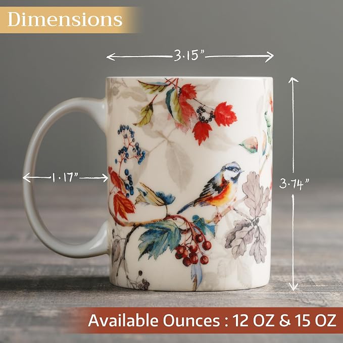 Maison d' Hermine Coffee Mug with Handles Tea Cups (12 Ounce, Pack of 1) | Fine Bone China Coffee Mugs for Hot Beverages Cappuccino Latte Home Restaurant Spring Summer -Equinoxe - Beige - Passerine - Image 4