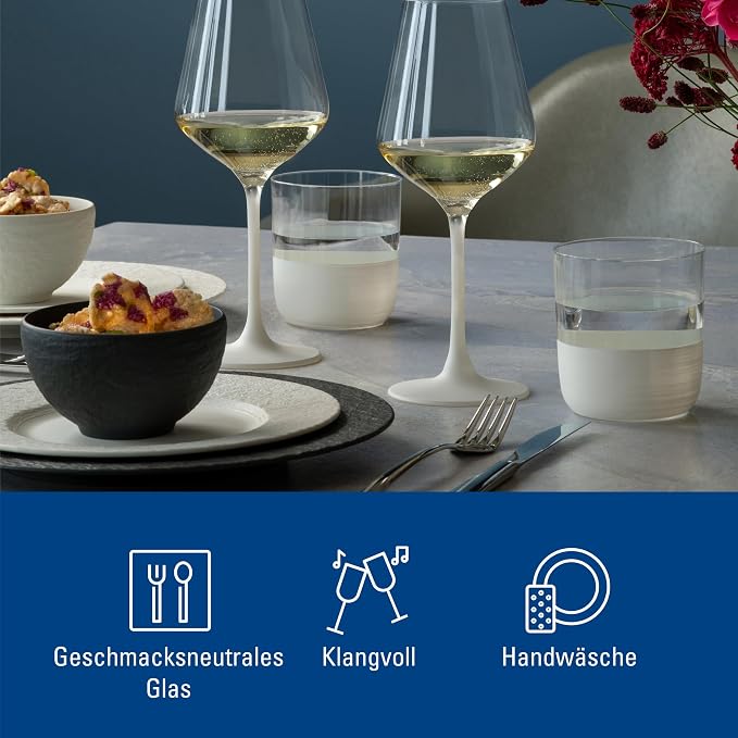Villeroy & Boch - Manufacture Rock Blanc Whisky Tumbler Set, 4 pcs. Set of Drinking Glasses for Whisky and Cocktails, 12.5 oz, Crystal Glass, Matte White Slate Look | Matte-white crystal glass whisky tumblers, hand wash only, built for whisky lovers an... - Image 6