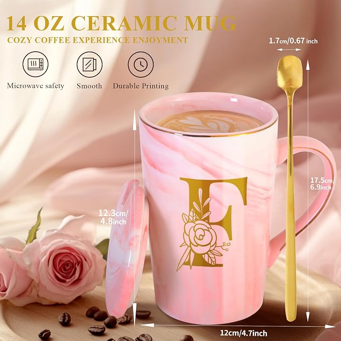 Personalized Ceramic Coffee Mug with Lid Tea Cup Women Gift Flight Attendant Pet Sitter Secretary Hairdress Caregiver Musicians Dancer Cheerleaders Hairstylist Nanny Hair Stylist Nail Technician,F - Image 4