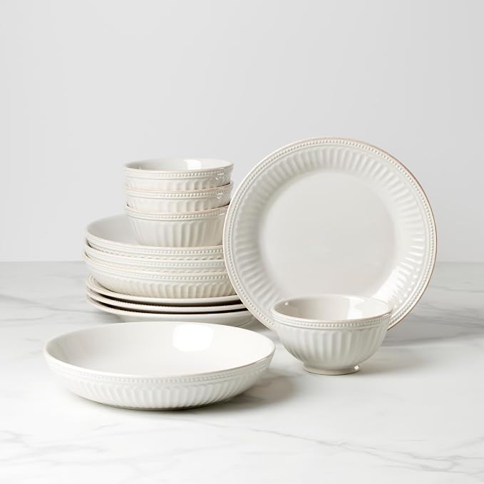 Lenox 897388 French Perle Groove 12-Piece Dinnerware Set, Service For 4 - Image 5