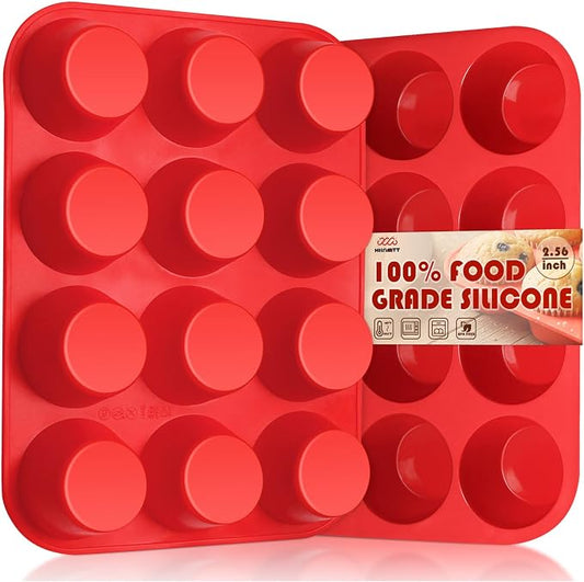HKNMTT 2Pcs Silicone Muffin Pans for Baking 12Cups BPA-Free Egg Bites Mold | Regular Size, Non-Stick, Food-Grade, Oven Safe, Cupcake Pans Muffin Tin by HKNMTT