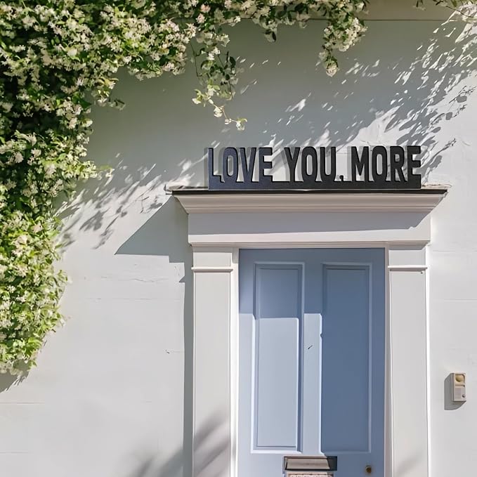 Love You More Cute Metal Door Topper Love You Bye Over Door Frame Decor Corner Sign Black Ornaments Wood Decorations Funny Christmas - Image 6