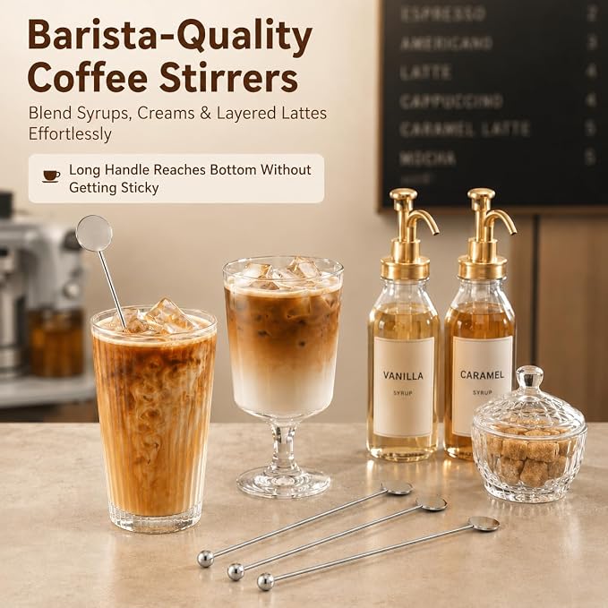 Cocktail Stirrers 8.66" - Silver Steel Swizzle Sticks, 4 Pack | 8.66" Long Steel Drink Stirrers with Dual Ends - Perfect for Tall Cocktails, Coffee & Iced Tea - Reusable Bar Essentials - Image 5