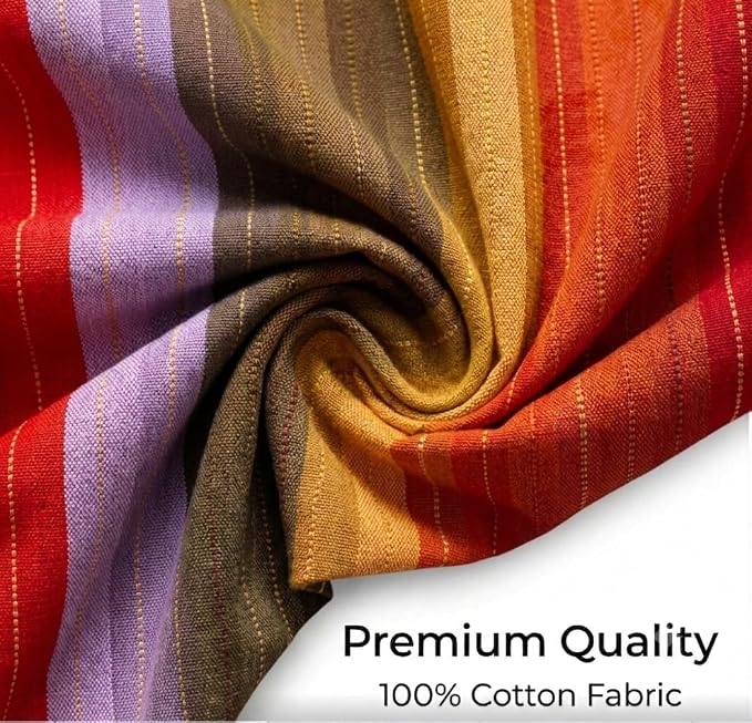 Urban Villa Cotton Grommet Curtains 52x84 (2 Panels) Red Stripes - Image 2