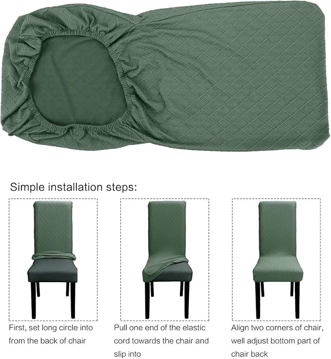 Fuloon 4 Pack Super Fit Stretch Removable Washable Short Dining Chair Protector Cover Seat Slipcover for Hotel, Dining Room, Ceremony, Banquet Wedding Party - Image 4
