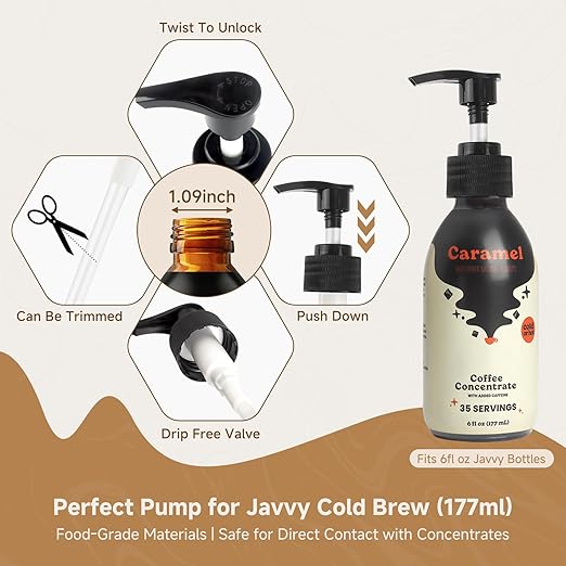 Syrup Pump for Javy Coffee Concentrate 6fl, Syrup Dispenser Pump for Cold Brew Coffee, No Drip Pouring, Replace Measuring Spoon for Consistent Dispensing (6Pcs)