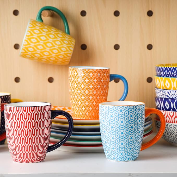 Selamica 16 oz Porcelain Coffee Mugs Set of 6, Coffee Cups Ceramic With Handle, Dishwasher, Oven, Microwave Safe, Assorted Colors - Image 7