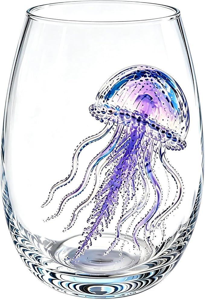 3D Octopus Glass Drinking Cup, Marine Animal Stemless Tumbler | Hand-Blown 3D Blue Ring Octopus Stemless Glass, Novelty Marine Life Drinking Tumbler, Beach Giftt - Image 7