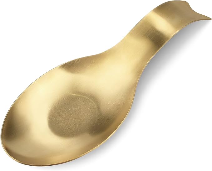 VanlonPro Stainless Steel Spoon Rest, Spatula Ladle Holder, Stainless Steel Utensil Spoon Rest Holder, Brushed Finish, Dishwasher Safe 9.8 x 3.7 Inch (Gold Fish Tail 1PC) by VanlonPro