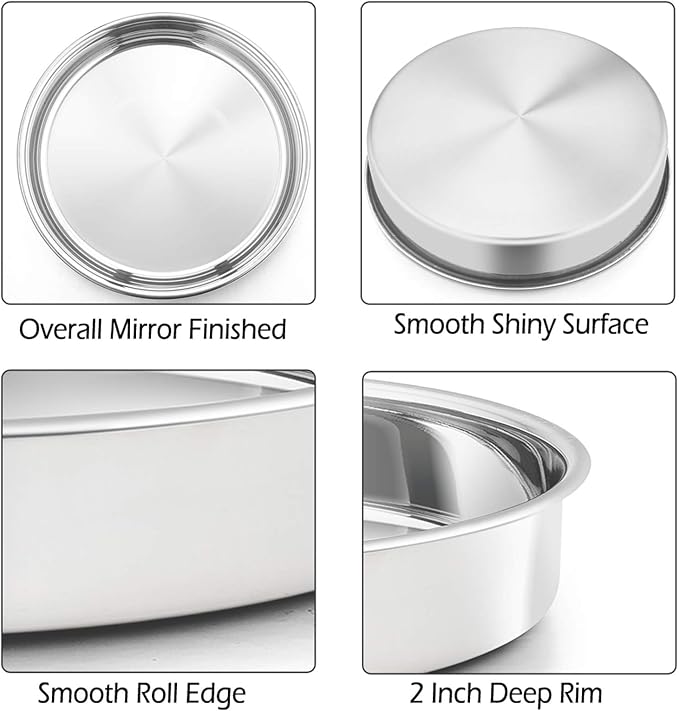 P&P CHEF 9.5 Inch Cake Pan Set of 1, Stainless Steel Round Cake Baking Pan | Layer Cake Tin Bakeware for Cooking Steaming, Ideal for Birthday Wedding Anniversary, Fit for Home & Commercial Use - Image 4