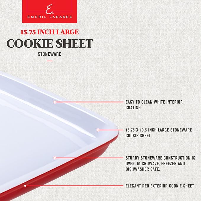 Emeril Lagasse 15.75 IN Large Baking Sheet – Stoneware Cookie Sheet & Baking Tray, Oven Safe Baking Trays for Oven - Image 4