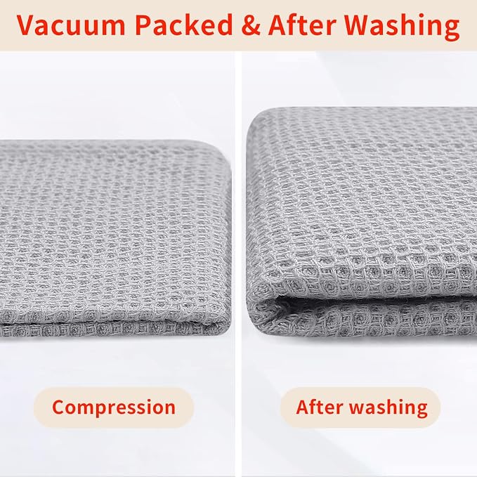 Homaxy 100% Cotton Oversized Waffle Weave Kitchen Towels 8-Pack, Light Gray | 20 x 28 Inches, Ultra Soft Absorbent Dish Towels, Quick Drying Large Cleaning Towels - Image 8