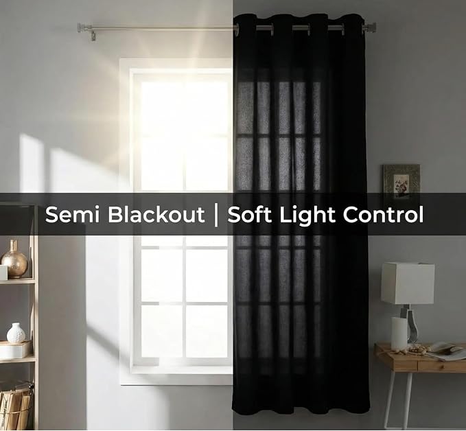Urban Villa Cotton Grommet Curtains 50x96 (2 Panels) Black - Image 6