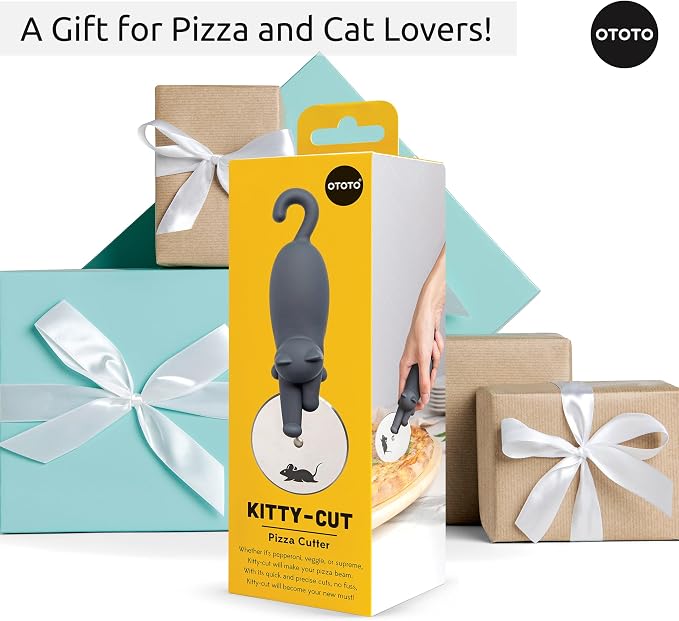 OTOTO Kitty Cut Pizza Cutter Wheel - Pizza Cutters Stainless Steel, Funny Kitchen Gadgets and Kitchen Gifts, Cat Gift for Women Cat Lovers (kitty cut) - Image 8