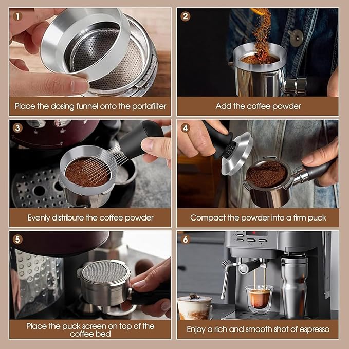 Aramox 4 Pcs Coffee Tamper Set, 58mm Barista Tools with Distribution Needle, Non Slip Silicone Base and Bean Spray Bottle for Home Coffee Making