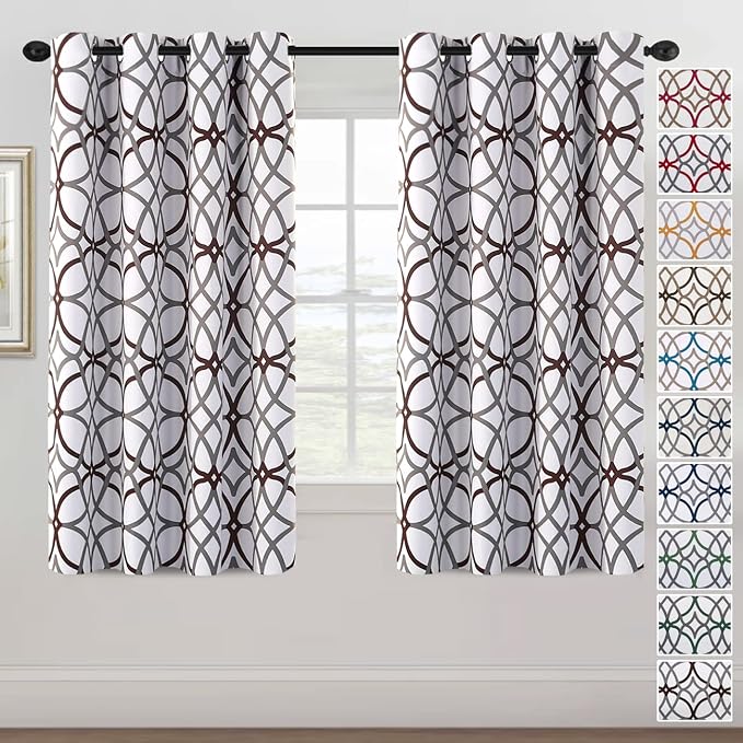 H.VERSAILTEX Blackout Curtains 63 inch Length 2 Panels Set Thermal Curtains & Drapes Window Treatment Noise Reducing Geometric Modern Grommet Living Room Curtains for Bedroom - Brown and Gray by HVERSAILTEX