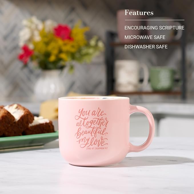 Christian Art Gifts Large CeramicCoffee & Tea Pink Floral Scripture Mug for Women: Altogether Beautiful Encouraging Bible Verse, Microwave/Dishwasher Safe, Wide Mouth, Easy-Hold Sturdy Handle, 14 oz - Image 3