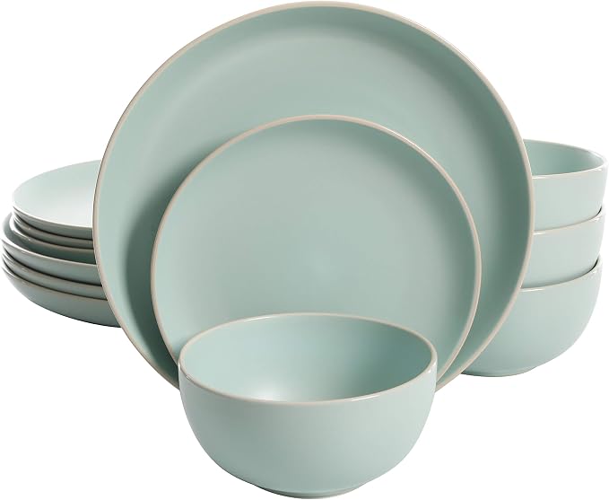 Gibson Home Rockaway Dinnerware, Teal Matte, Service for 4 (12pcs) by GibsonHomewares