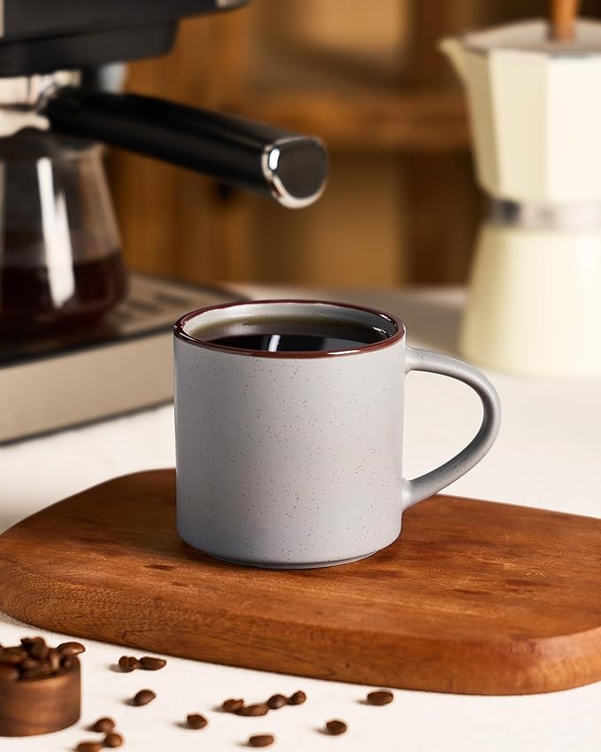 famiware Coffee Mugs Set of 8, Nebula 14oz Coffee Mugs, Ceramic Cup Set with Handle for Latte, Tea, Milk, Cappuccino, Dark Gray - Image 2