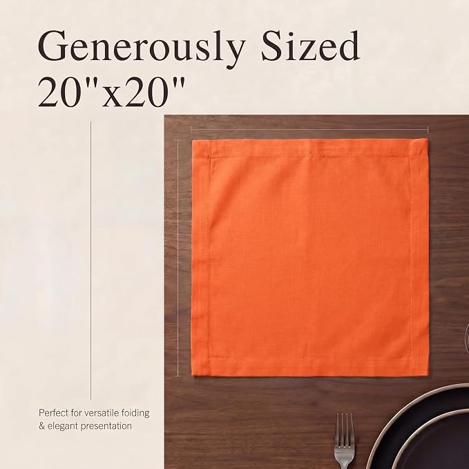 Urban Villa Cloth Napkins Cotton 20x20 (Set of 12) Orange - Image 6