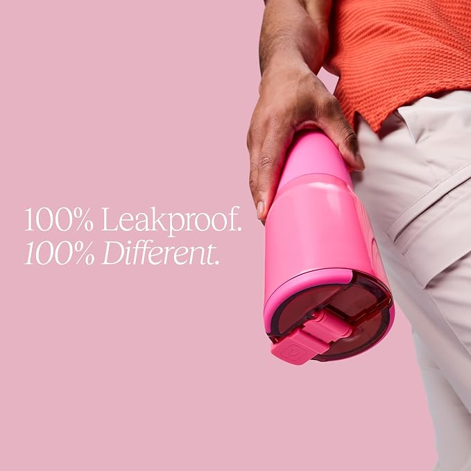 BrüMate Nav 35oz 100% Leak Proof Insulated Travel Tumbler with Magnetic BevLock™ Lid - Double Wall Cup-Holder Friendly Stainless Steel Mug (Neon Pink) - Image 4