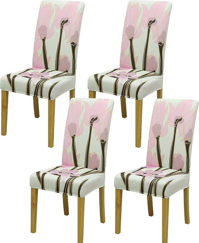 Dining Chair Covers, Stretch Seat Covers, Washable Furniture Protector | 4 Pack, Washable, Stretch Fit, Soft, Non Slip, Dining Chair Covers, Seat Protector, Furniture Cover,Easy Clean by BIETYONE