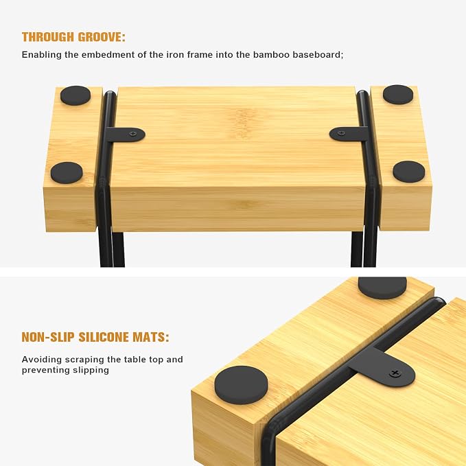 Wican Napkin Holder for Table, Bamboo Iron Standing Napkin Dispenser | Kitchen Dining Table Farmhouse Cocktail Picnic Rustic Wood Holders, Mail Bills, Suitable Dining Room Decors, Black & Yellow - Image 6