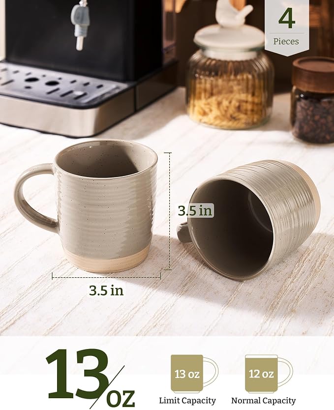 famiware Coffee Mugs Set of 4, 13 oz Mug Set, Ceramic Cup Set with Handle for Coffee, Tea, Cocoa, Milk, Constellation Series, Cinnamon Brown - Image 3