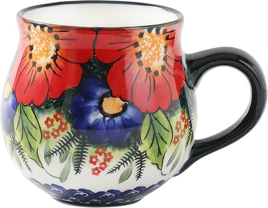 ALMA 12oz Handmade Floral Ceramic Coffee Cup | Microwave & Dishwasher Safe, Ideal for Morning Coffee Tea, Home Kitchen Dining Room Display, For Home Makers & Women by HandmadePotteryForHome